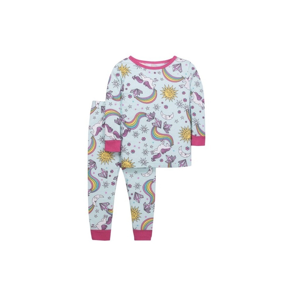 Little Star Organic Baby Girl Snug Fit Pajamas Cotton Long Sleeved 2 Piece New